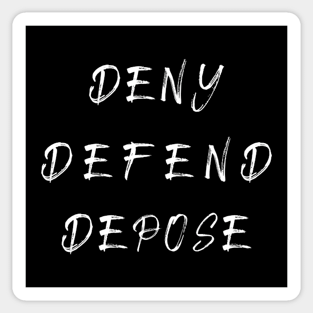 Liugi Mangione - Deny Defend Depose Sticker by colorful_wheel